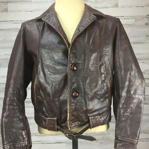 Mens Vintage Oakbrook Leather Motorcycle Jacket